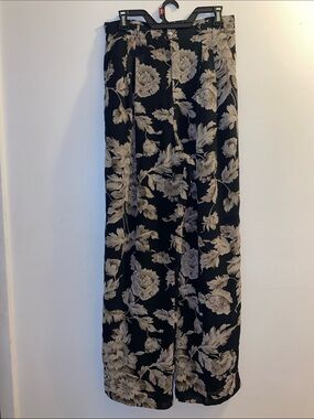 Vintage 90s Bentley Arbuckle Floral Wide Leg Pants High Waisted Pleated 12